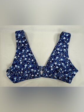 aerie Blue Floral Print Bikini Top